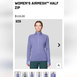 Mountain Hardwear Women's Airmesh 1/2 Zip Top, Large, Blurple, NWT